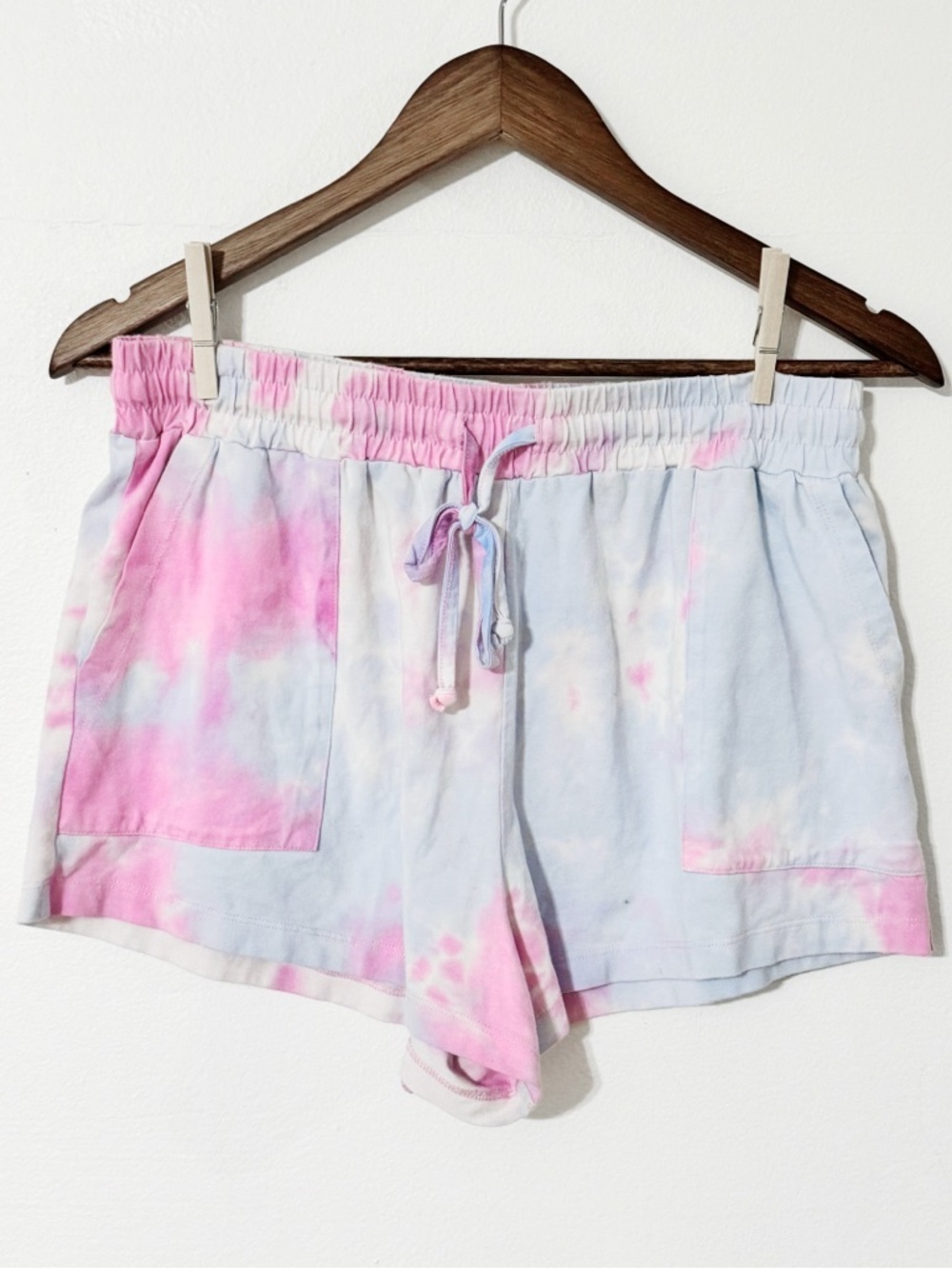 Mumu Pastel Pink & Light Blue Tie-Dye Lounge Shorts small